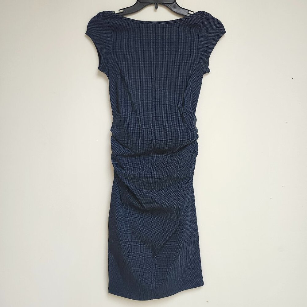 Soon Maternity Women's Navy Dot Midi Dress W/High Neckline Size S & L